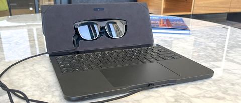 Spacetop G1 hands-on photo of laptop on a table