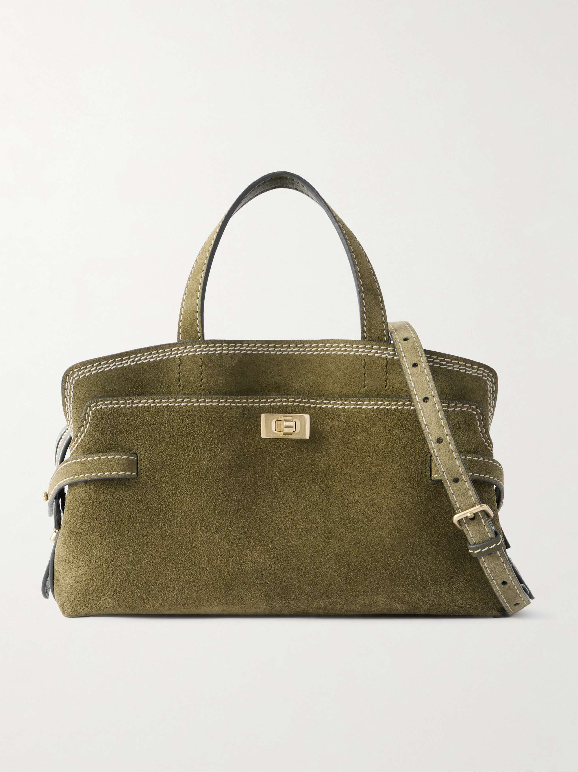 Wilson Small Leather-Trimmed Suede Shoulder Bag