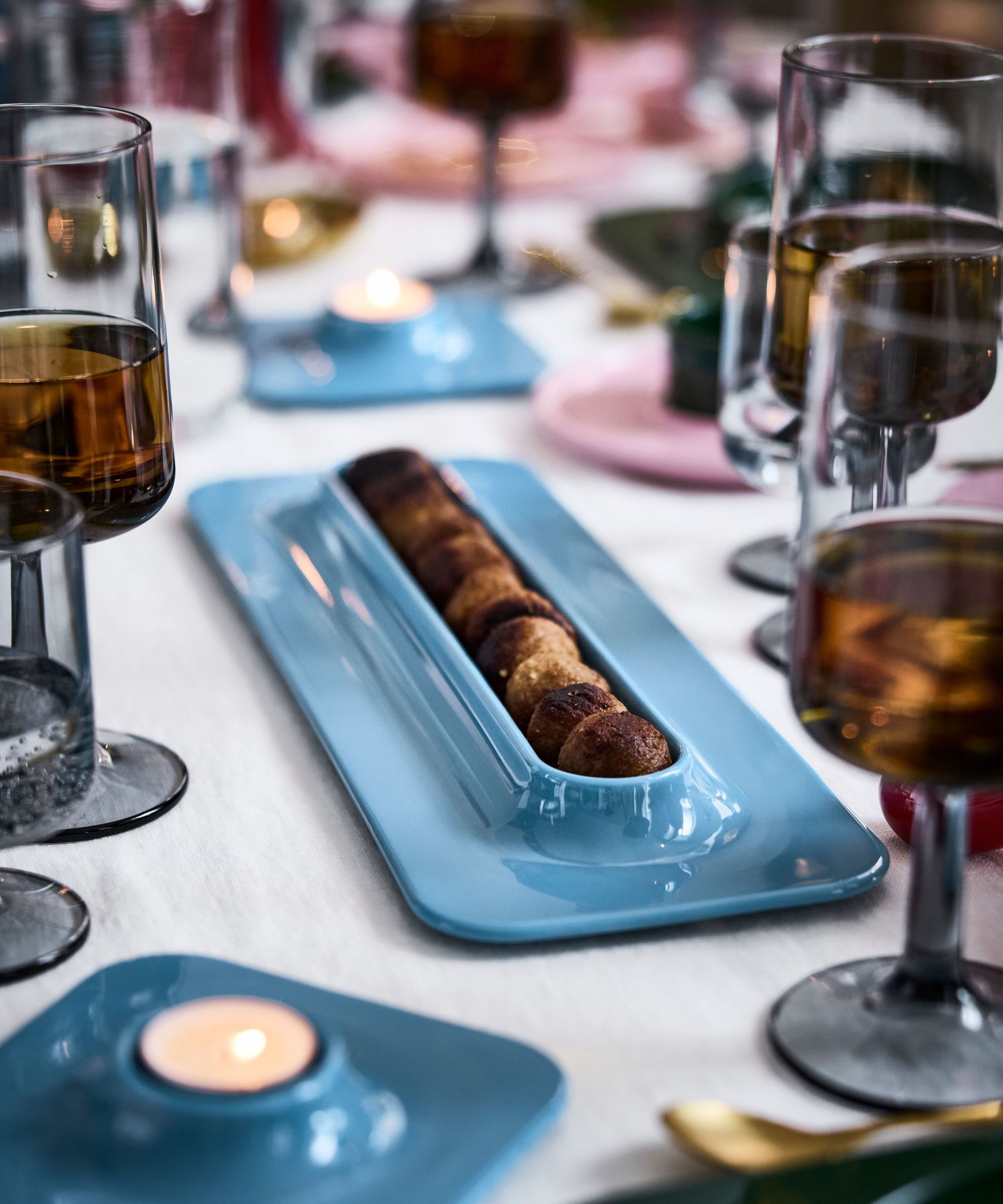 pale blue meatball plate from Gustaf Westman x IKEA