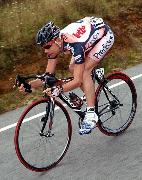 Cadel Evans (Predictor-Lotto) rides.