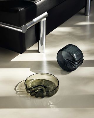 Zaha Hadid Design Tableware: sculptural glass bowls on floor