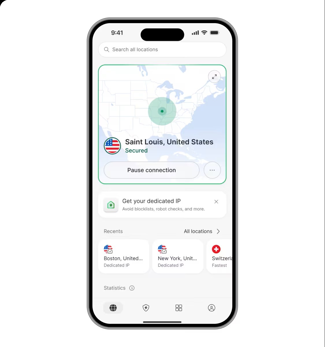 A concept image of NordVPN's redesign for its mobile apps' connections feature
