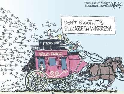 Editorial cartoon U.S. Wells Fargo bank scandal Elizabeth Warren