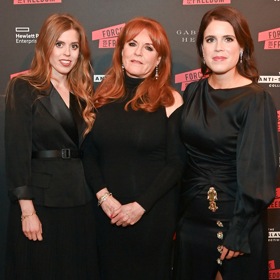 LONDON, ENGLAND - NOVEMBER 29: (L to R) Princess Beatrice of York, Sarah Ferguson, Duchess of York and Princess Eugenie of York attend The Anti Slavery Collective's inaugural Winter Gala at Battersea Arts Centre on November 29, 2023 in London, England. (Photo by Dave Benett/Getty Images for The Anti Slavery Collective)
