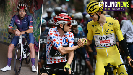 Alex Dowsett (left) Jonas Vingegaard and Tadej Pogačar