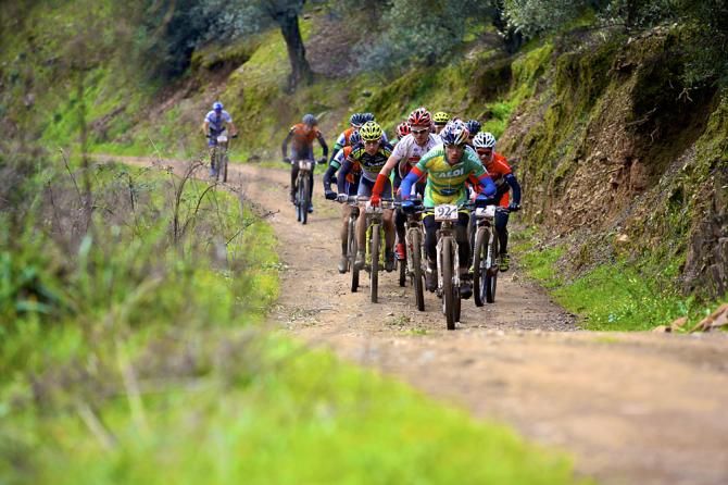 The lead peloton during stage 3