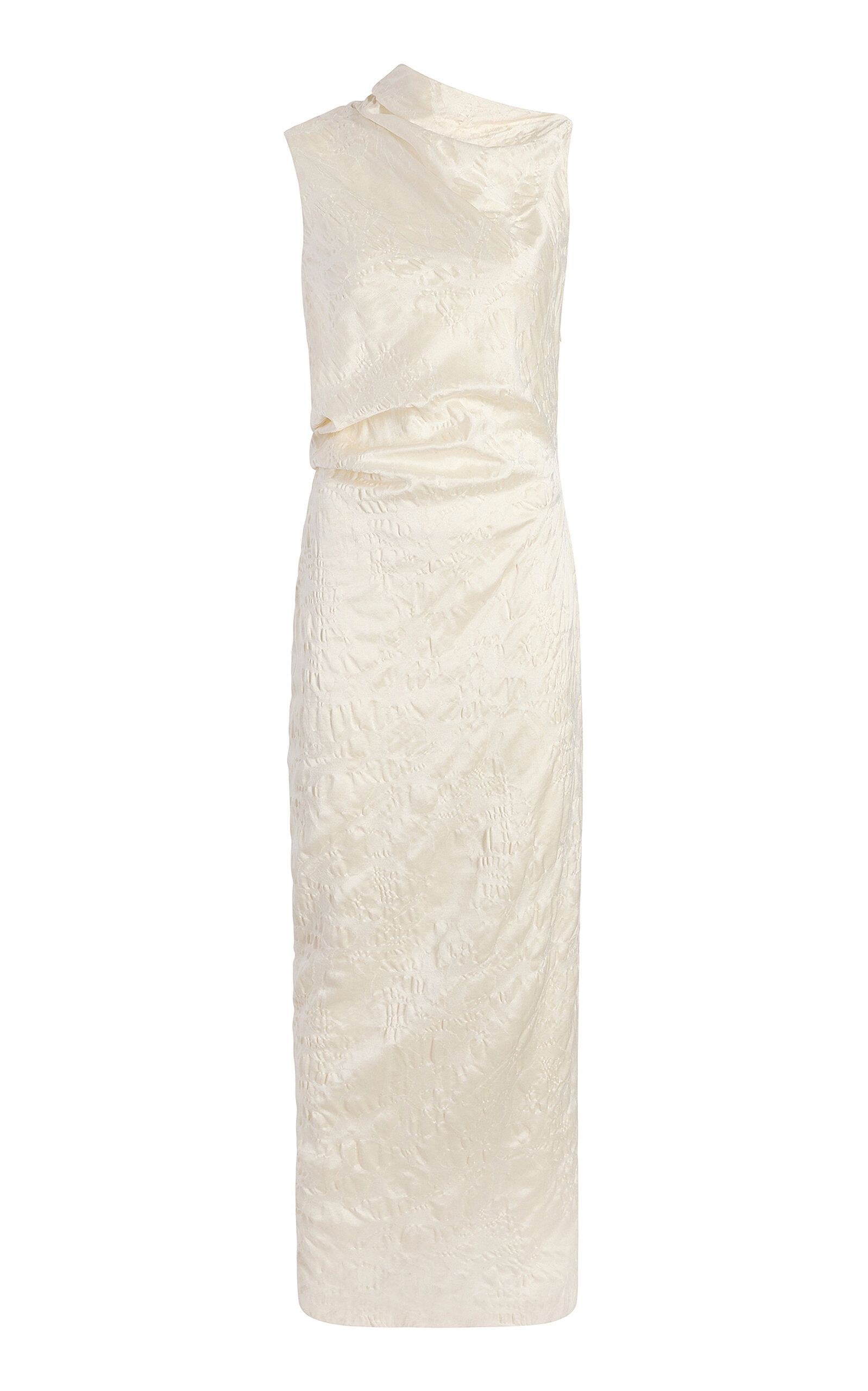 Wool-Blend Jacquard Column Midi Dress