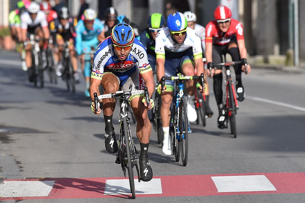 Peter Sagan on the move in the closing kilometres.