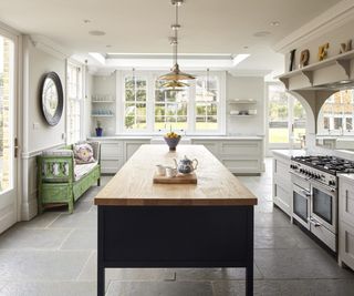 kitchen with large freestanding island