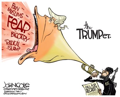 Political Cartoon&nbsp;U.S.&nbsp;Donald Trump Trumpet