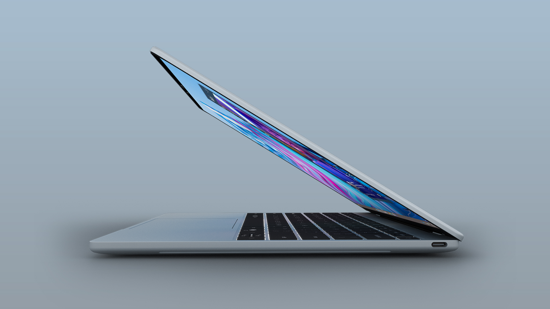 Dell XPS 13 side profile with screen half shut