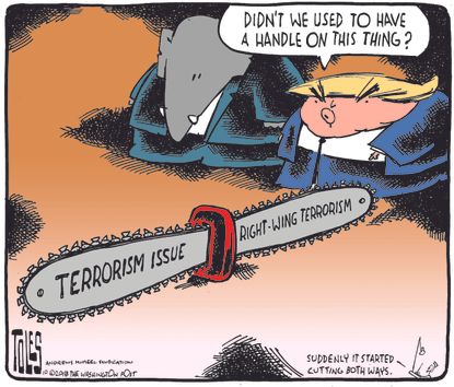 Political cartoon U.S. GOP Trump terrorism right wing