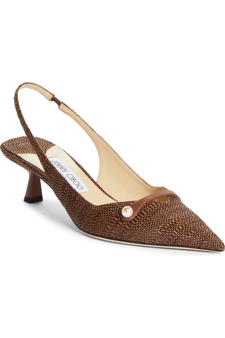 Amita Raffia Pointed Toe Slingback Pump