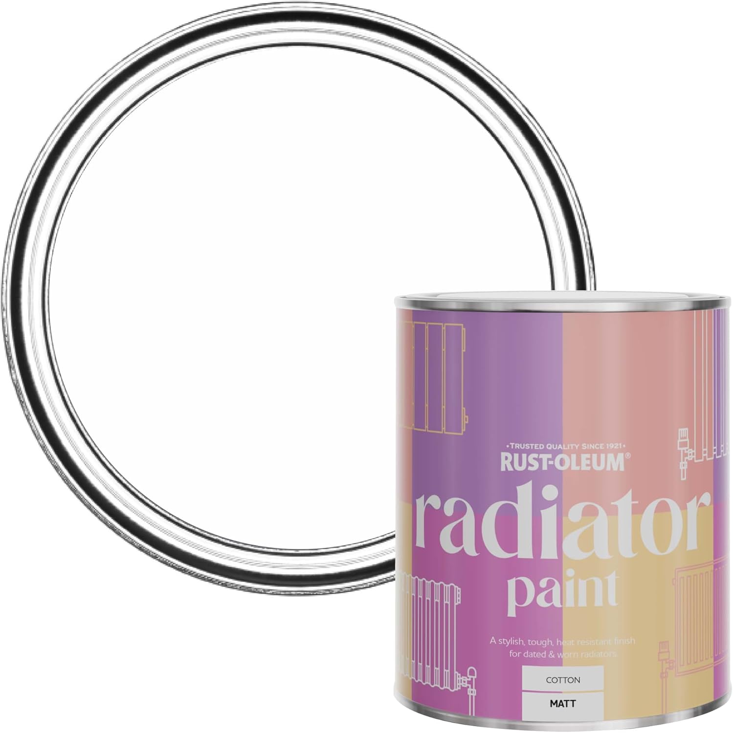 Rust-Oleum White Heat Resistant Radiator Paint in Matt Finish - Cotton (white) 750ml