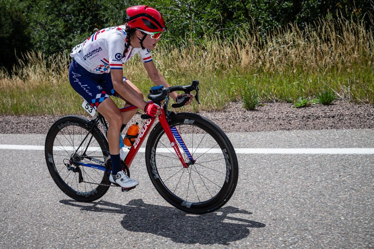 Ariadna Gutierrez (Swapit) tries to bridge to the leader on stage 1 of the Colorado Classic on August 22, 2019 in Steamboat Springs, Colorado.