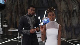 Chadwick Boseman and Letitia Wright in Black Panther