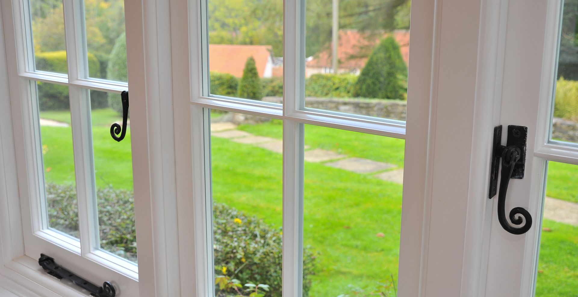 close up of casement window