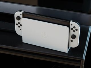 Nintendo Switch OLED in its dock