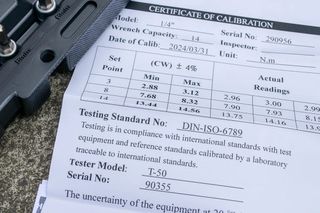 An M Part torque wrench calibration cert