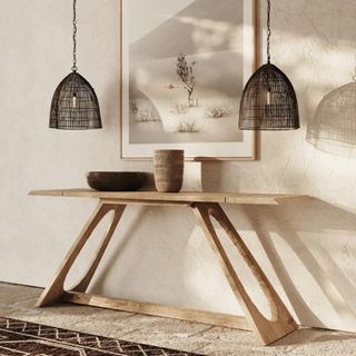 A wooden console table from Banana Republic