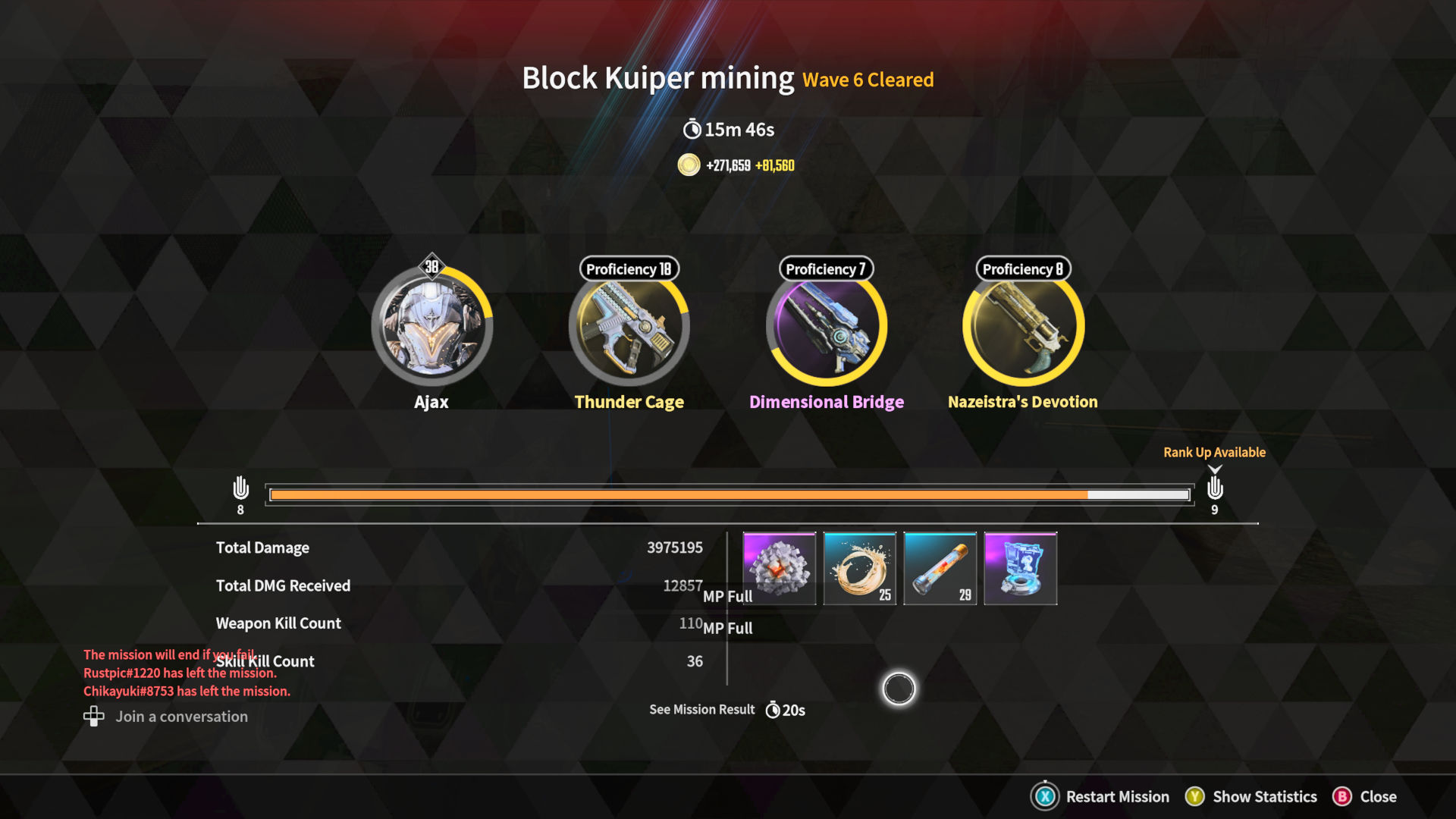 The end screen from the Block Mining special operation in The First Descendant