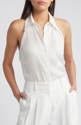 Chiara Halter Neck Linen Button-Up Shirt