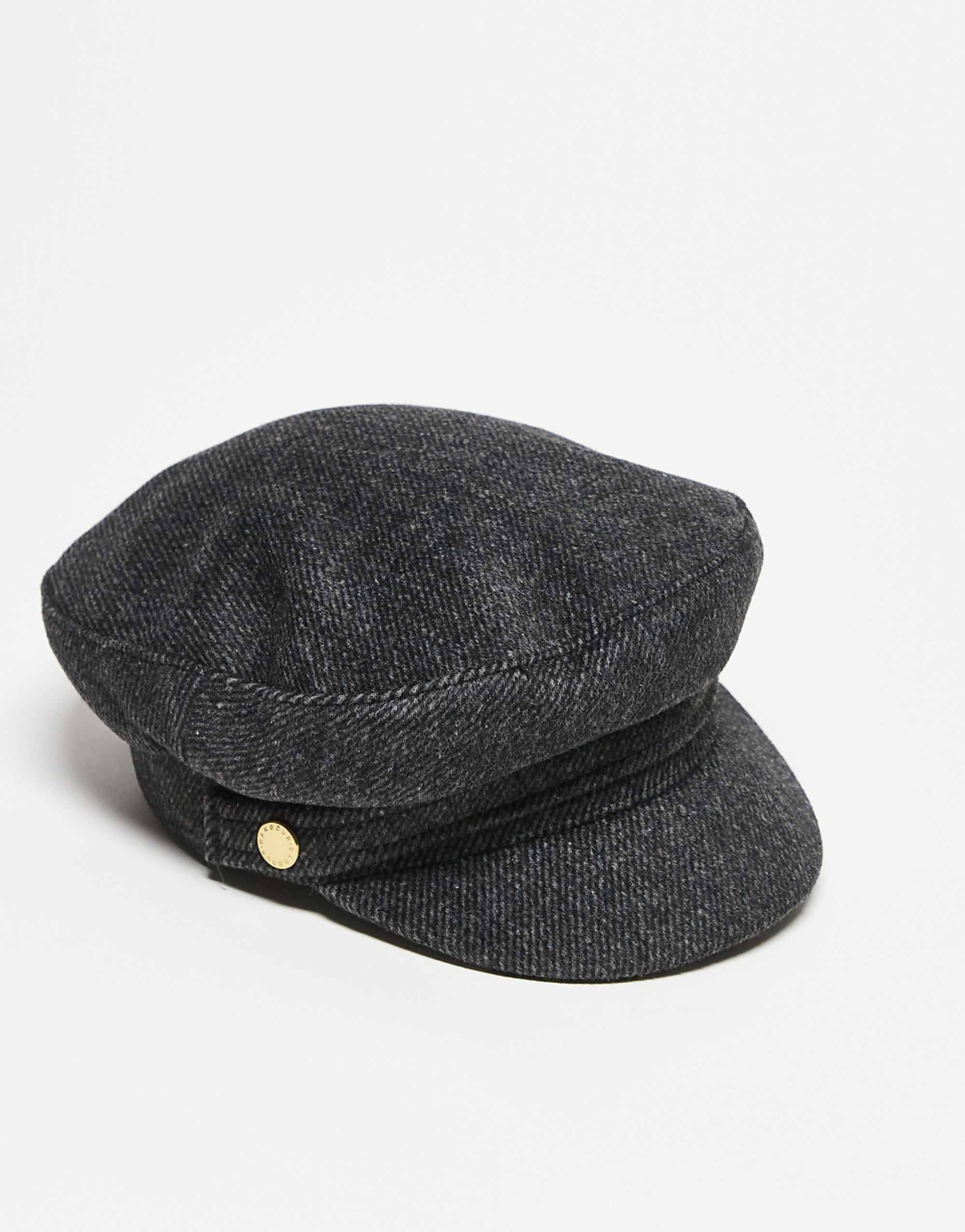 Barbour Bothal Baker Boy Cap in Charcoal Grey