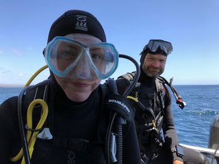 Tam and Monty prepare to dive