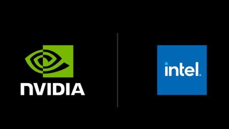 Nvidia and Intel logos on black background