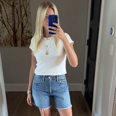 bailey burke in denim shorts