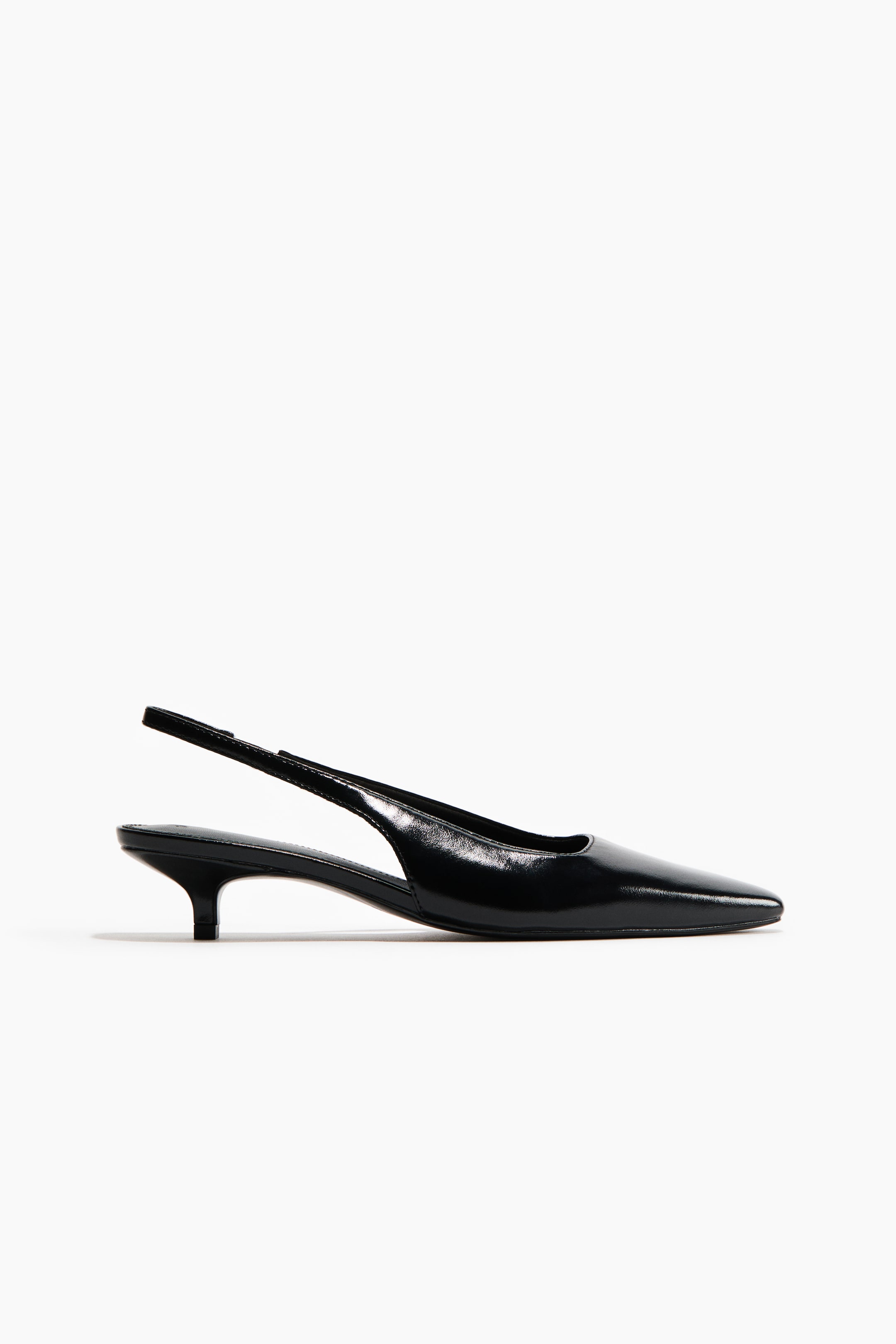 Kitten-Heeled Slingbacks - Black