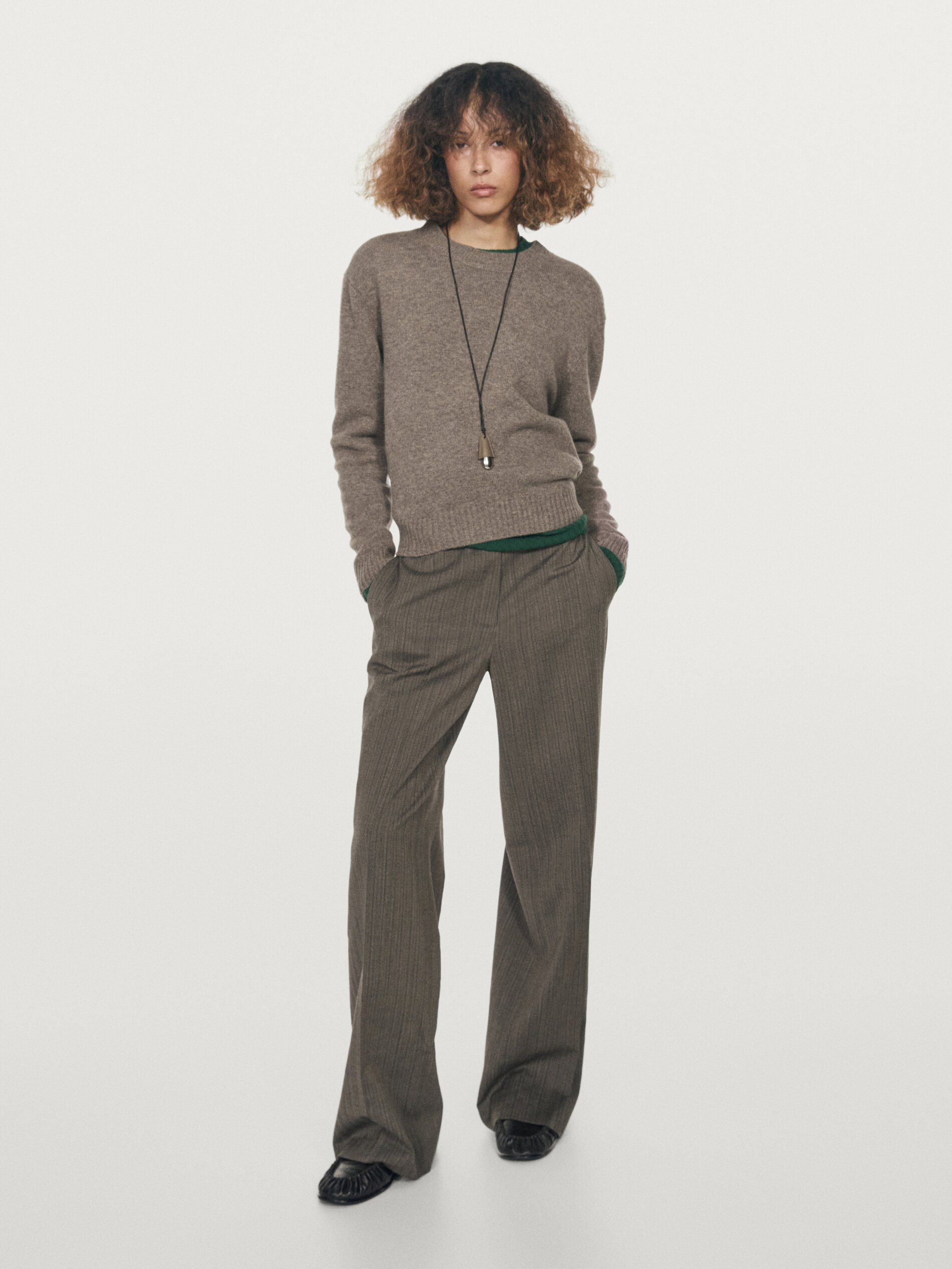 Wool Blend Crew Neck Sweater