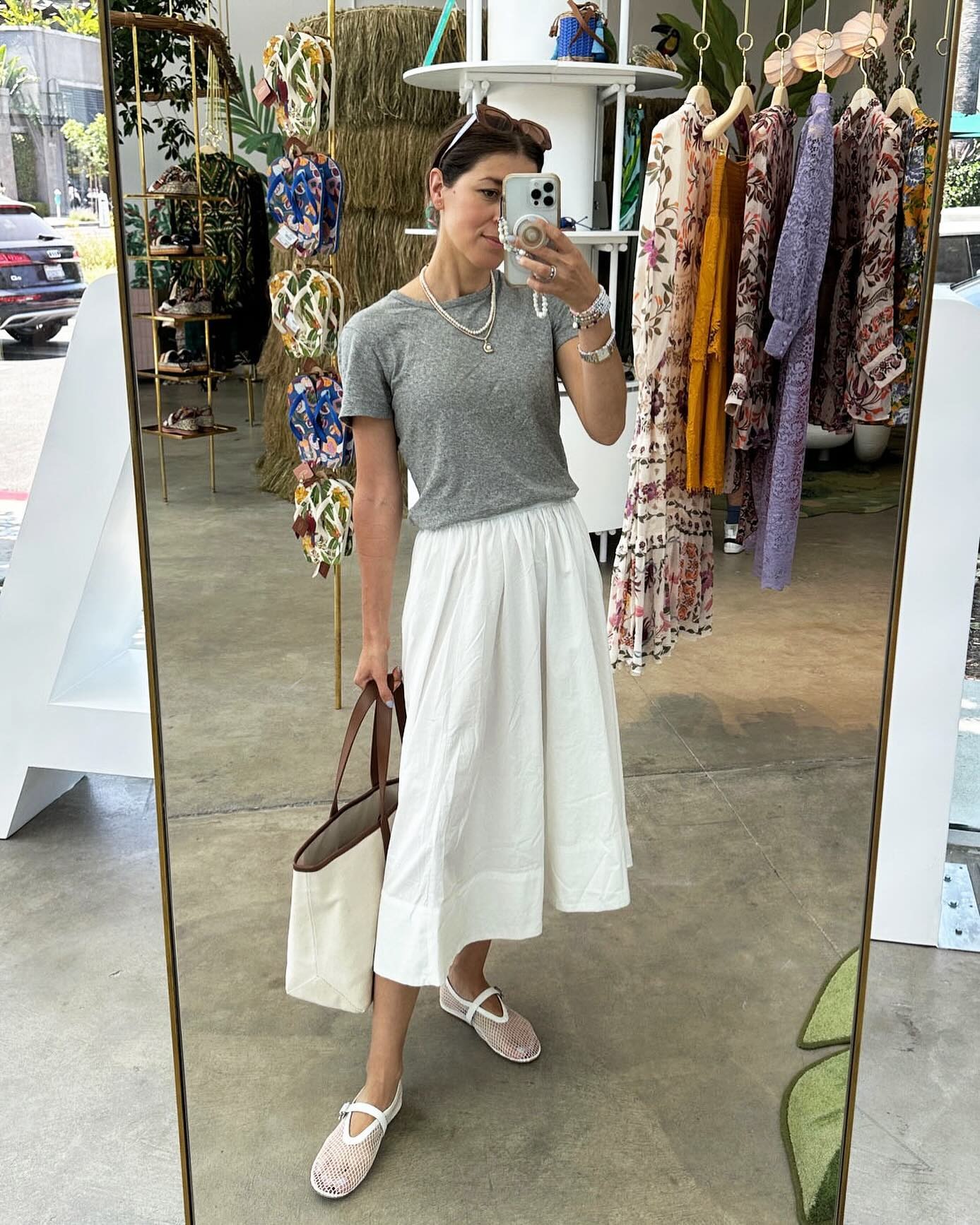 Judith Jones wearing the Free People Lowen Midi Skirt.