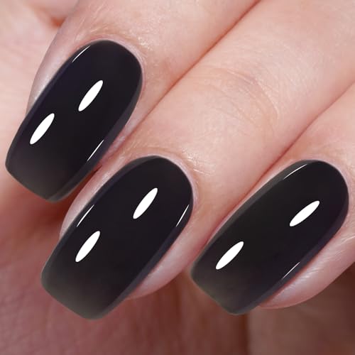 Aillsa Black Jelly Gel Nail Polish Forest Night Translucent Gel Polish Dark Color Sheer Gel Polish Long Lasting Ink Black Halloween Nails Soak Off U V Gel for Nail Art at Home 0.51 Oz Gb133