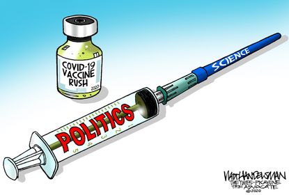 Editorial Cartoon U.S. COVID vaccine science politics