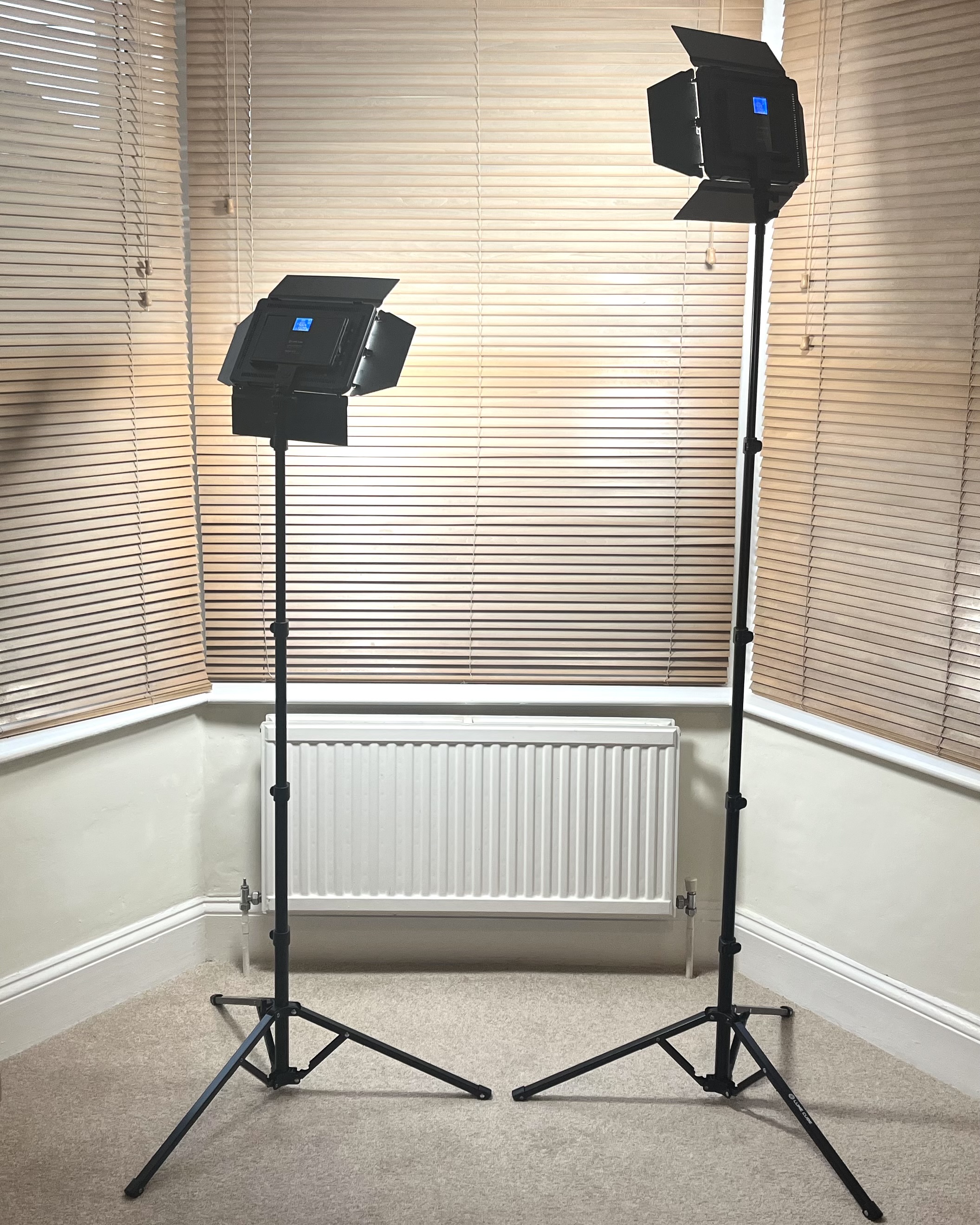 Lume Cube Studio Panel Lighting Kit, two panels on stands in window