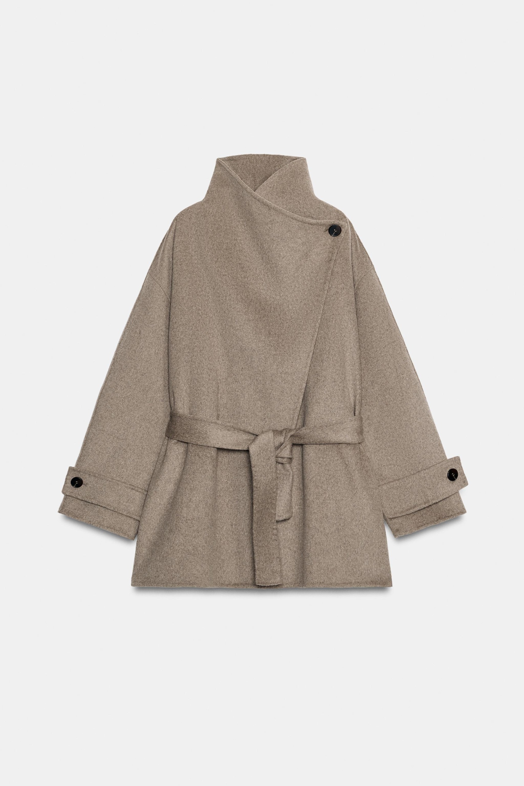 Wool-Blend Belted Double-Breasted Coat - Mink - Xs