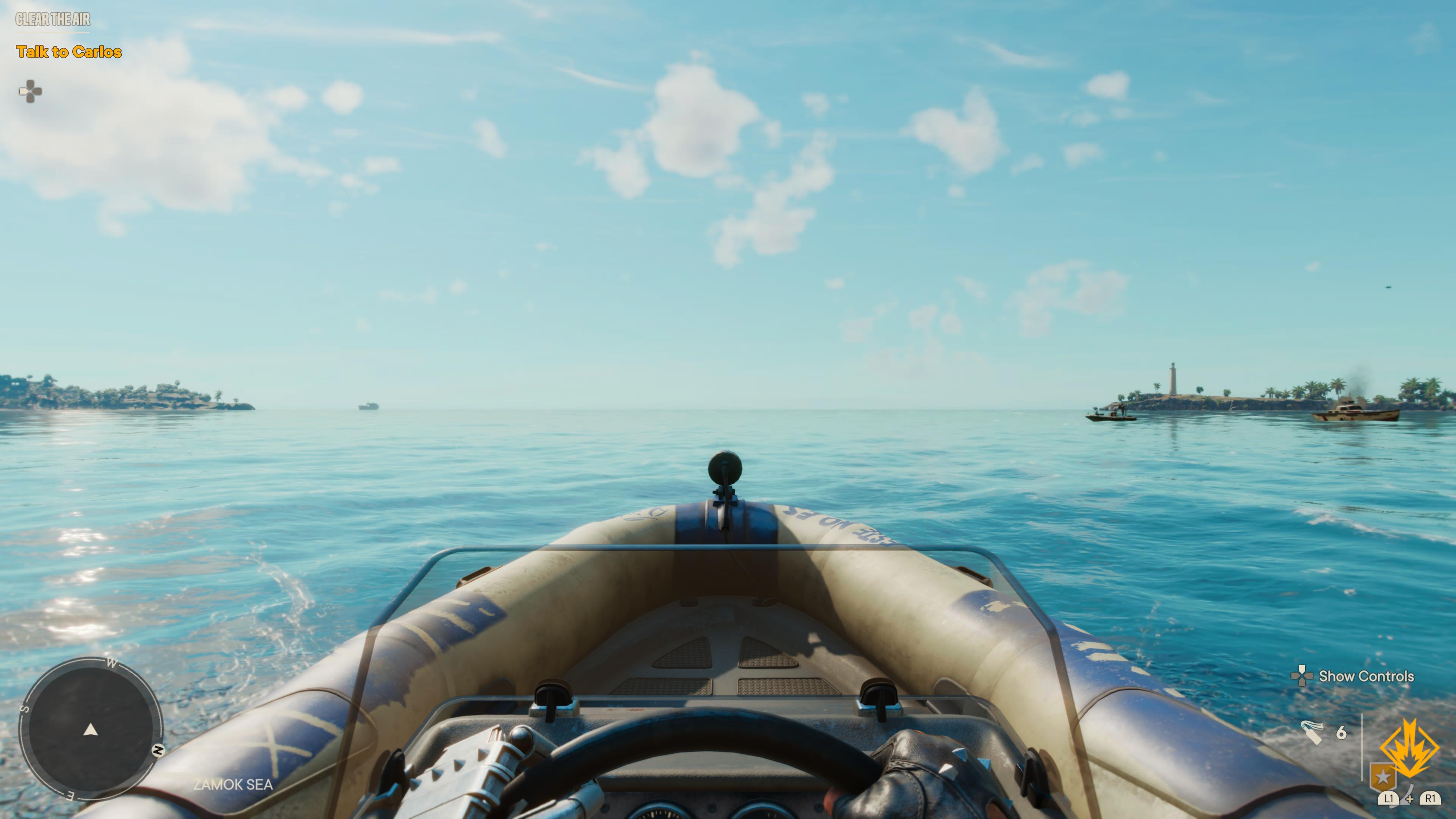 Sailing towards the horizon in Far Cry 6