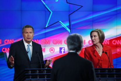 John Kasich and Carly Fiorina at the CNN debate