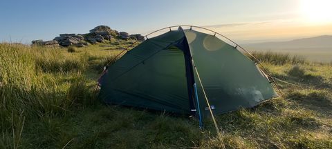 Terra Nova Southern Cross 1 tent pitched against sunrise