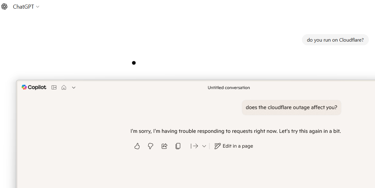 ChatGPT and Copilot unresponsive