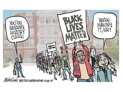 Political cartoon Ferguson Garner protests black lives matter