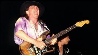 Stevie Ray Vaughan performs live