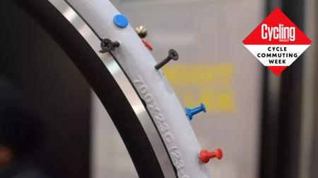 Image shows an airless bike tire.