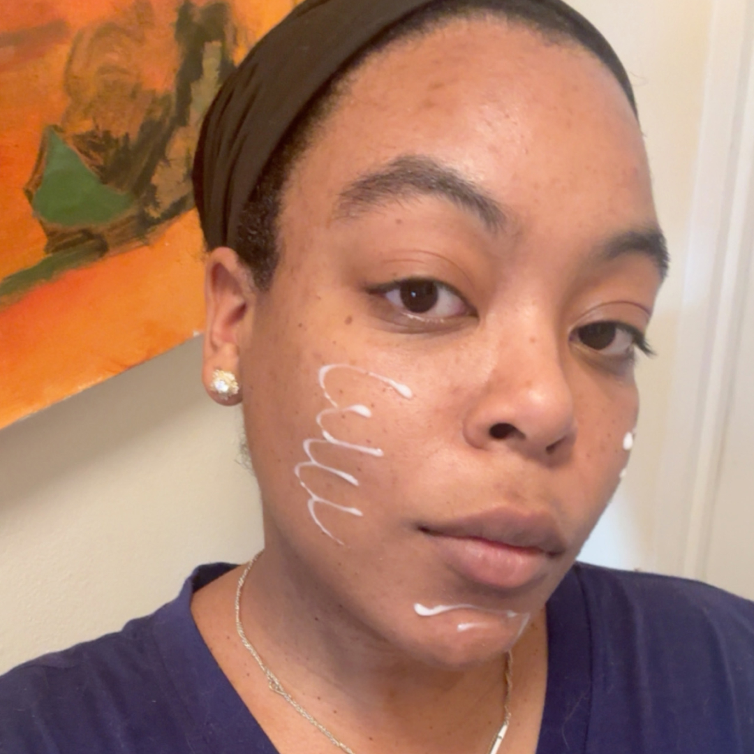 Ariel Baker testing the Danessa Myricks Yummy Skin Barrier Boost Serum