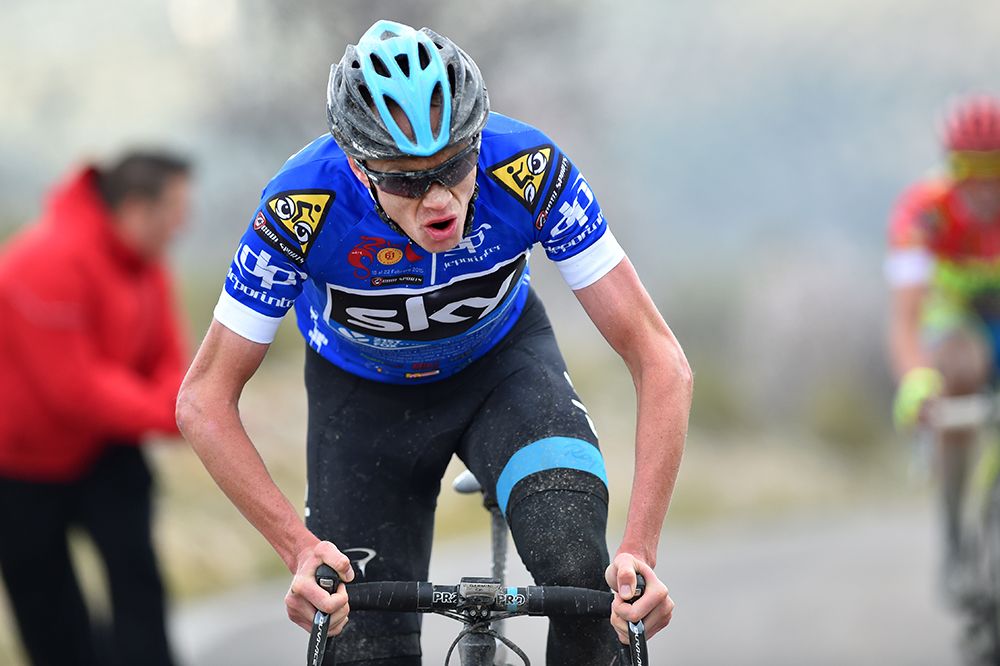 Chris Froome (Sky) on the attack at the Vuelta a Andalucia.