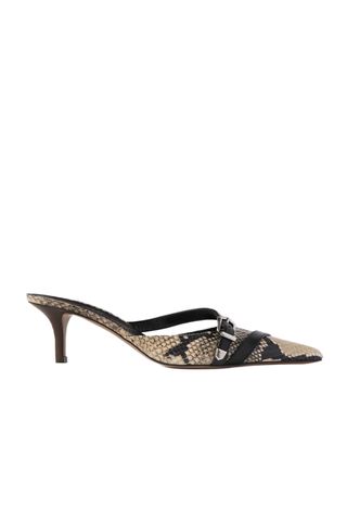 Paris Texas Ashley Buckled Snake-Effect Leather Mules
