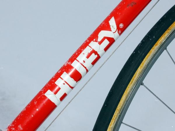 The frame decals have dried and cracked after years in the arid Colorado climate.