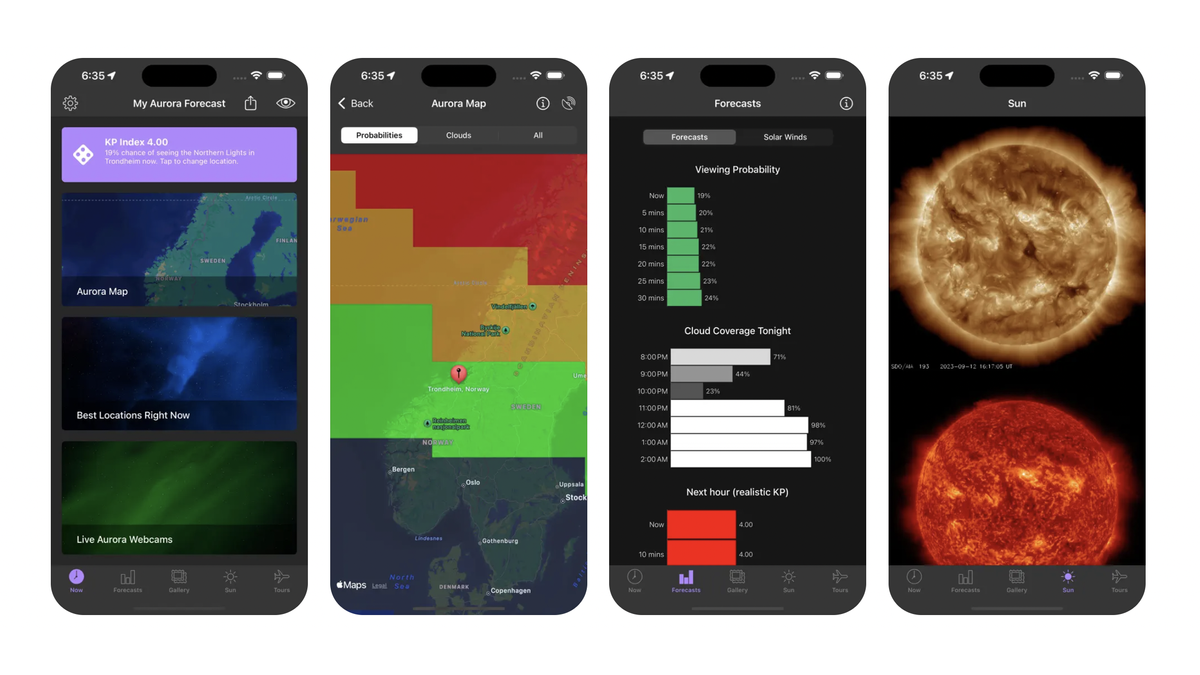 Screenshots of the My Aurora Forecast Pro app from the Apple App Store.