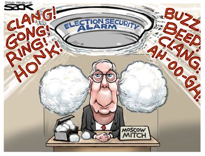 Political Cartoon Mitch McConnell Cotton In Ears